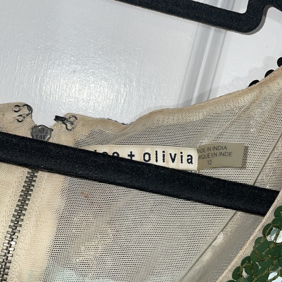 Alice + Olivia Sequined Green Mini Dress Size 12 - Picture 5 of 8